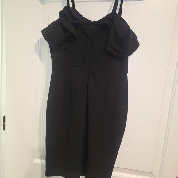 Chic Black Ruffle Mini Dress - Picture 4 of 6